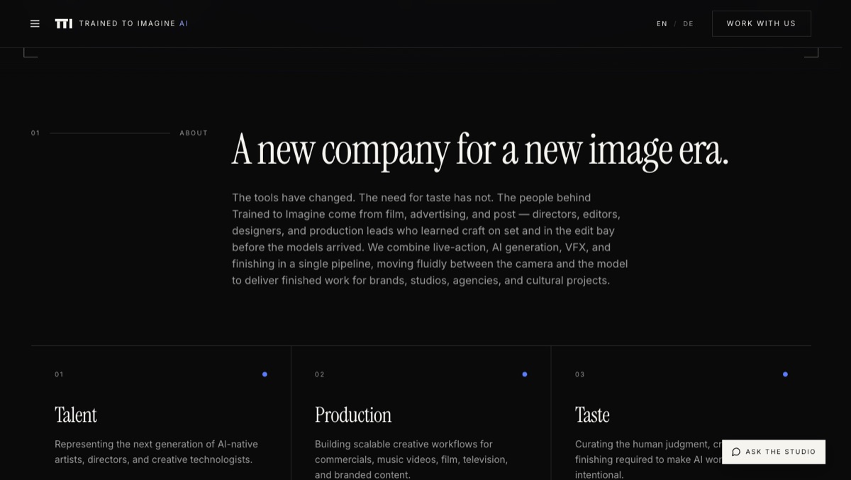 Trained to Imagine — website design